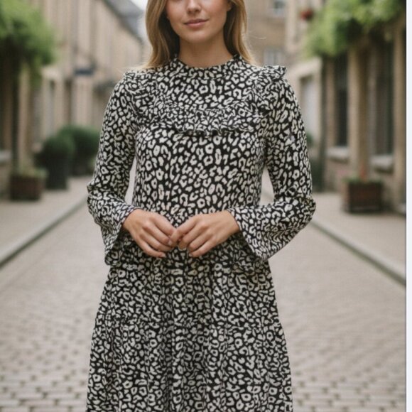 Zara Leopard Print Dress Knee Length XS - Picture 1 of 9